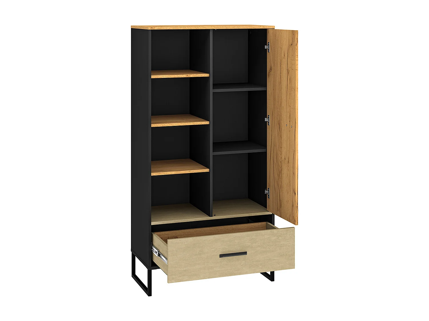 BÜCHERREGAL Colt schwarz / Craft Gold Eiche / Premium Steel 80 / 40 / 156cm