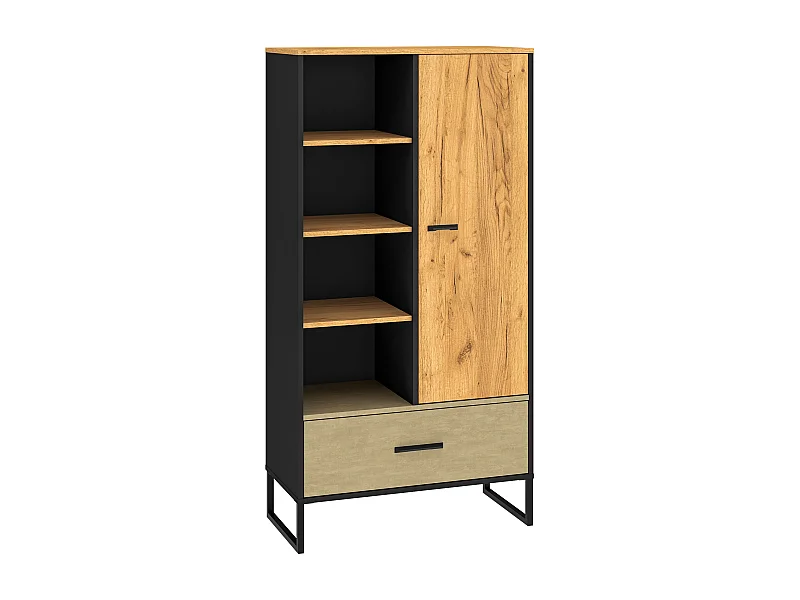BÜCHERREGAL Colt schwarz / Craft Gold Eiche / Premium Steel 80 / 40 / 156cm