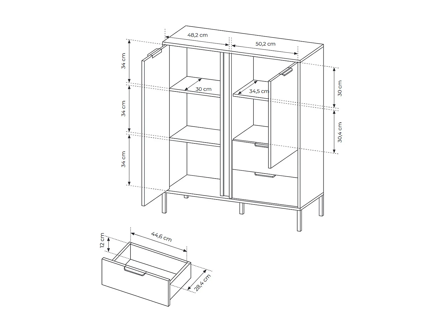 HIGHBOARD Lars anthrazit / gold 103,3 / 39,5 / 123,4 cm