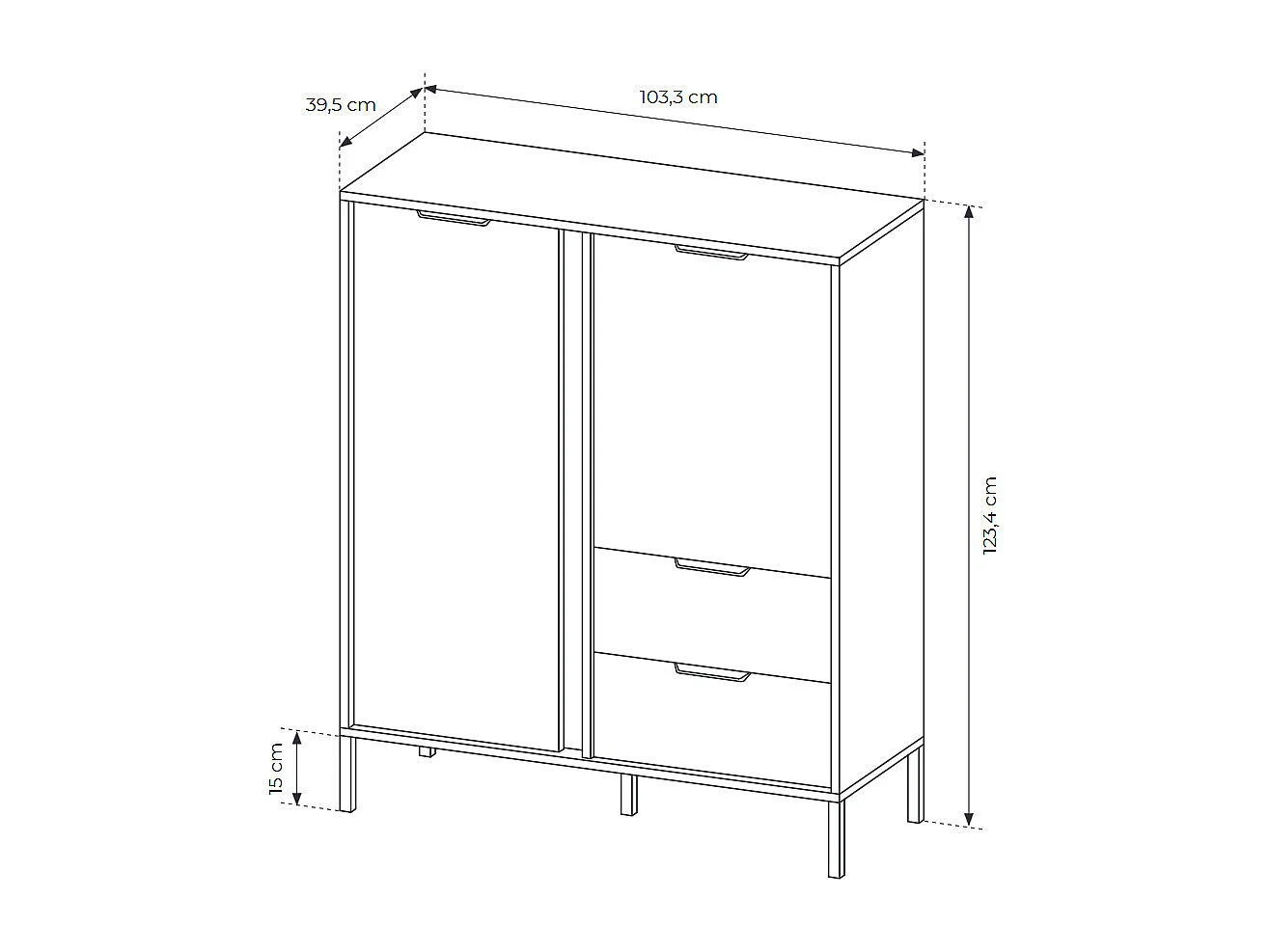 HIGHBOARD Lars anthrazit / gold 103,3 / 39,5 / 123,4 cm