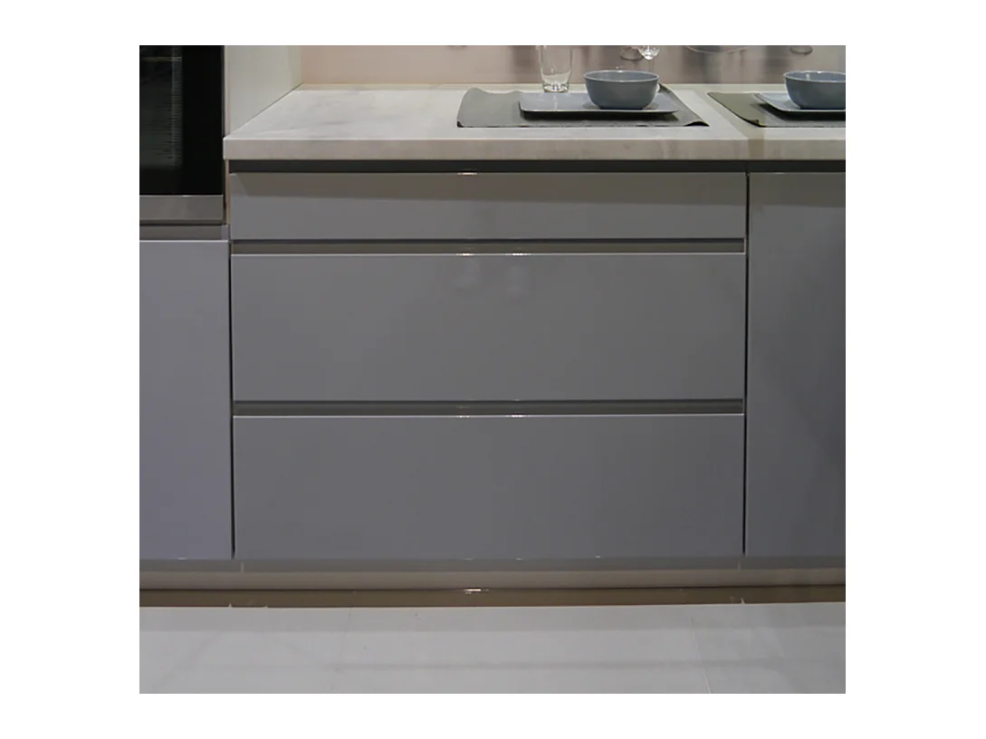 KÜCHENZEILE Florence 8-teilig Beige / Verkehrsrot 392 / 59 / 207 cm