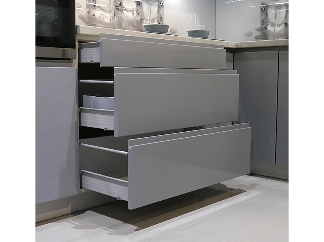 KÜCHENZEILE Florence 8-teilig Beige / Verkehrsrot 392 / 59 / 207 cm