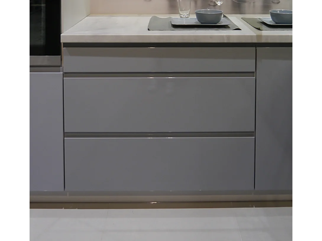 KÜCHENZEILE Florence 8-teilig Beige / Verkehrsrot 392 / 59 / 207 cm