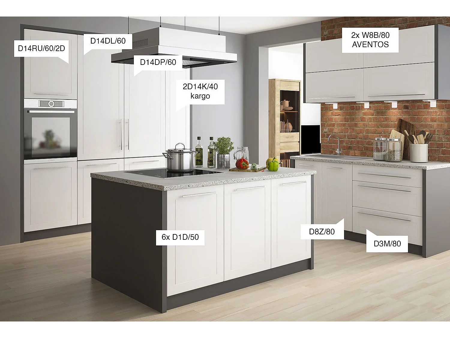 L-FORM KÜCHENZEILE Kvantum Lava Matt / Weiß Matt 220 / 160 / 207 cm (14-teilig)
