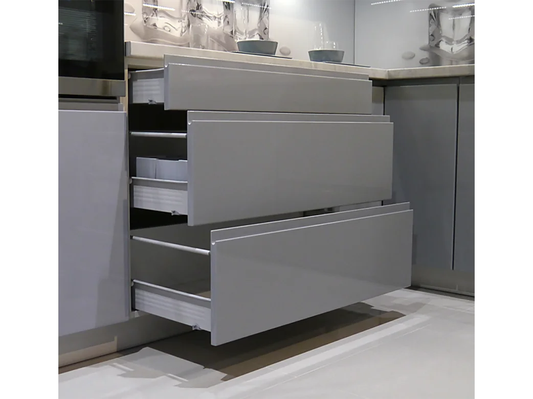 KÜCHENZEILE Florence 8-teilig Blutorange / Moosgrün 392 / 59 / 207 cm