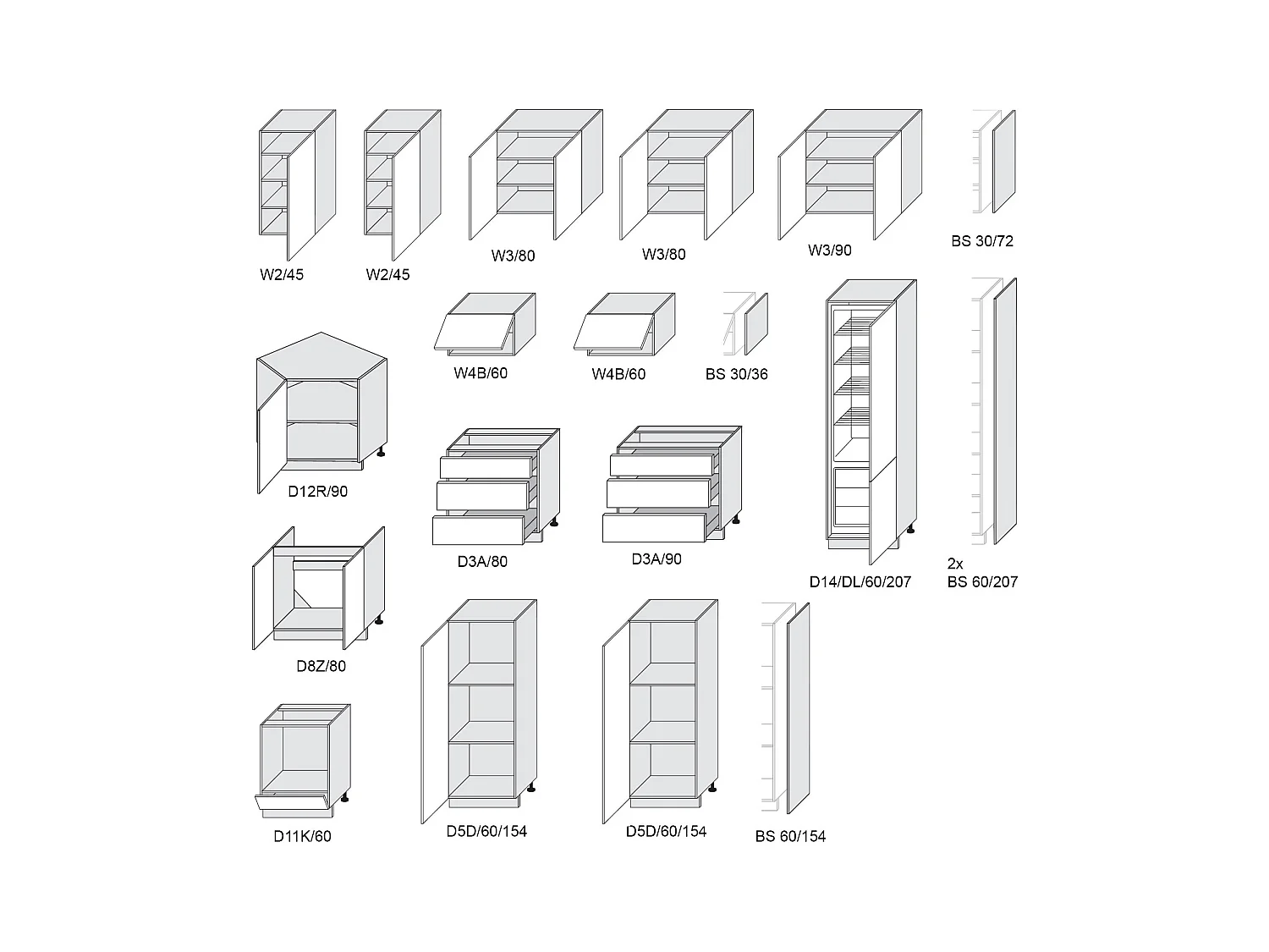 L-FORM KÜCHENZEILE Elbing Grau Matt / Weiß-Light Grey Stone 372 / 304 / 207 cm (15-teilig)