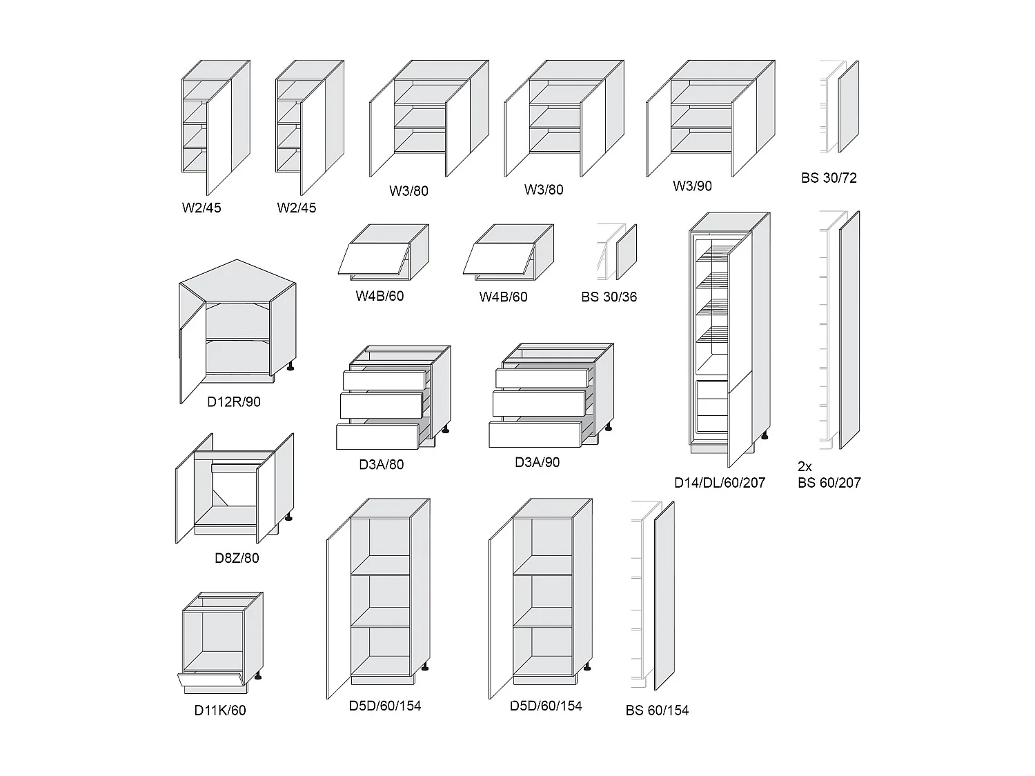 L-FORM KÜCHENZEILE Elbing Grau Matt / Weiß-Light Grey Stone 372 / 304 / 207 cm (15-teilig)