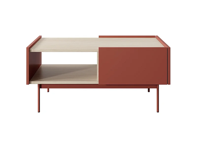 COUCHTISCH Color Keramikrot / Eiche Linea 97 / 65 / 45cm