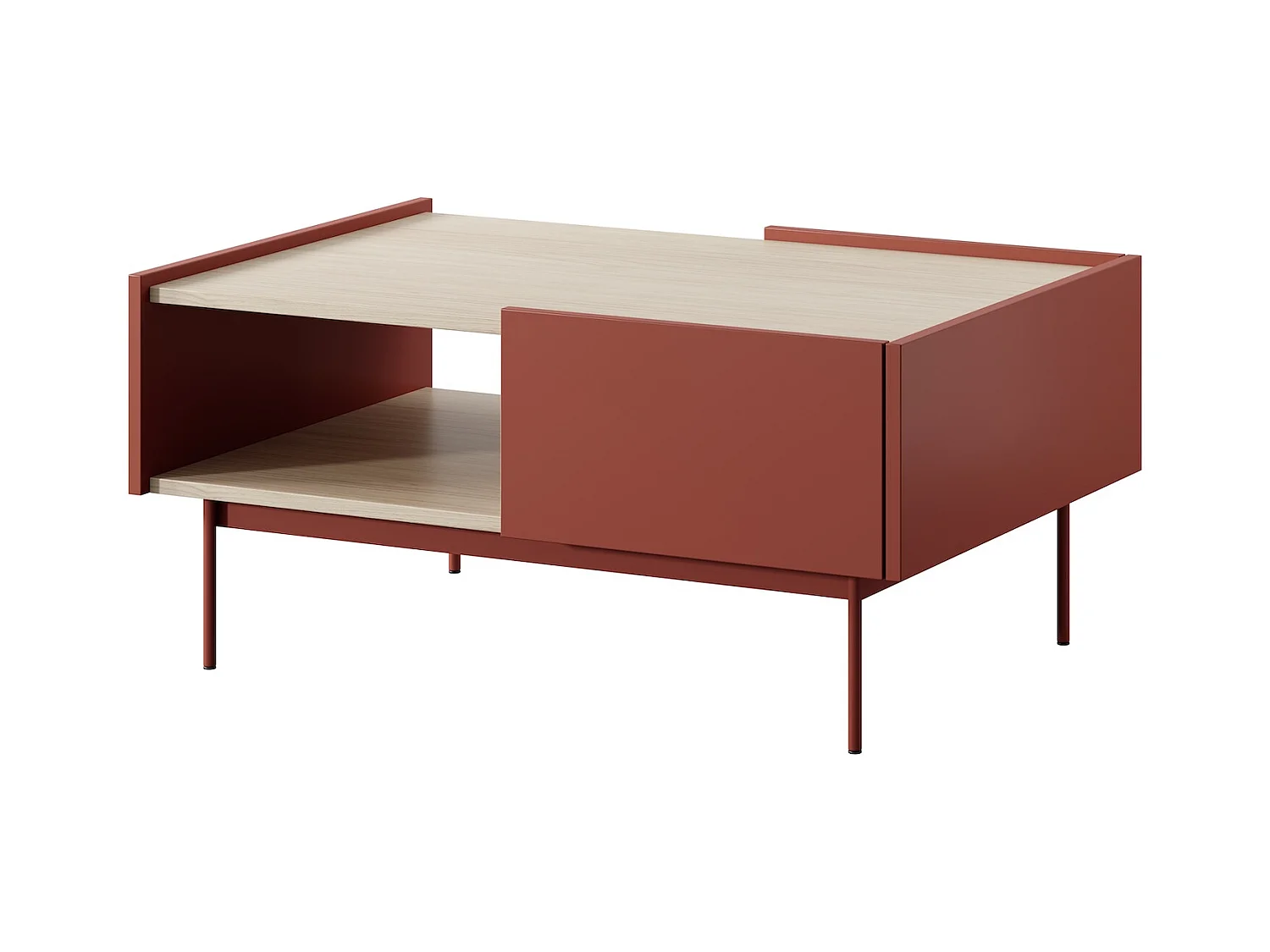 COUCHTISCH Color Keramikrot / Eiche Linea 97 / 65 / 45cm