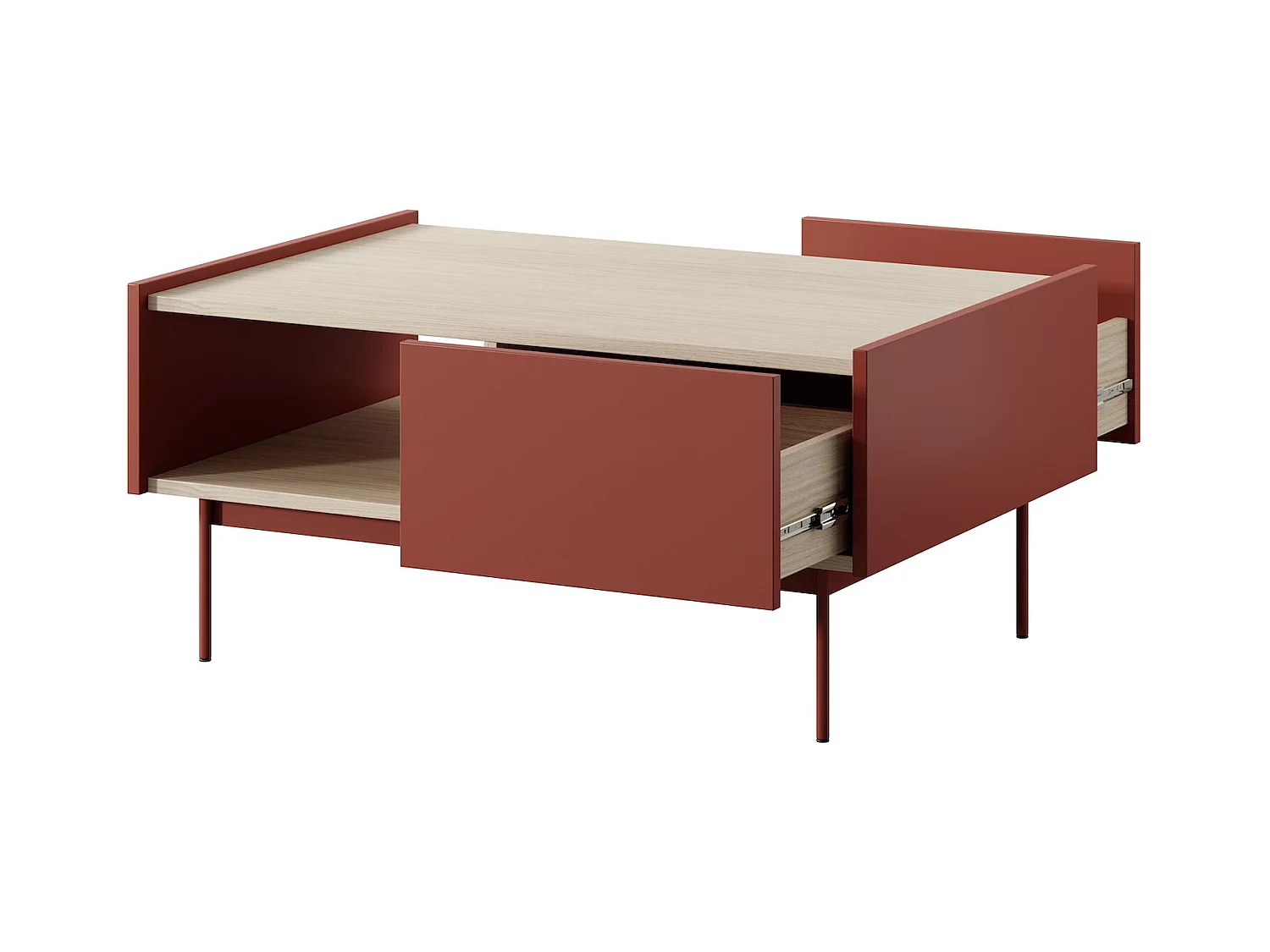 COUCHTISCH Color Keramikrot / Eiche Linea 97 / 65 / 45cm