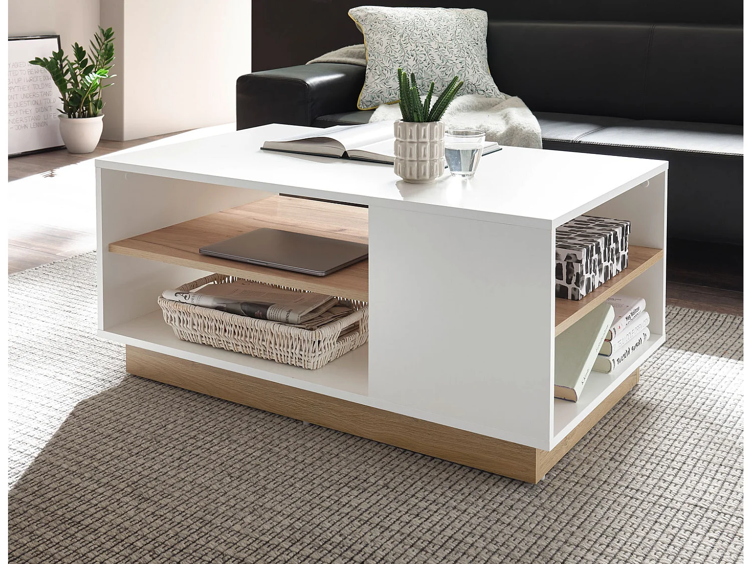 COUCHTISCH Clair weiß matt / grandson oak 100 / 60 / 46 cm