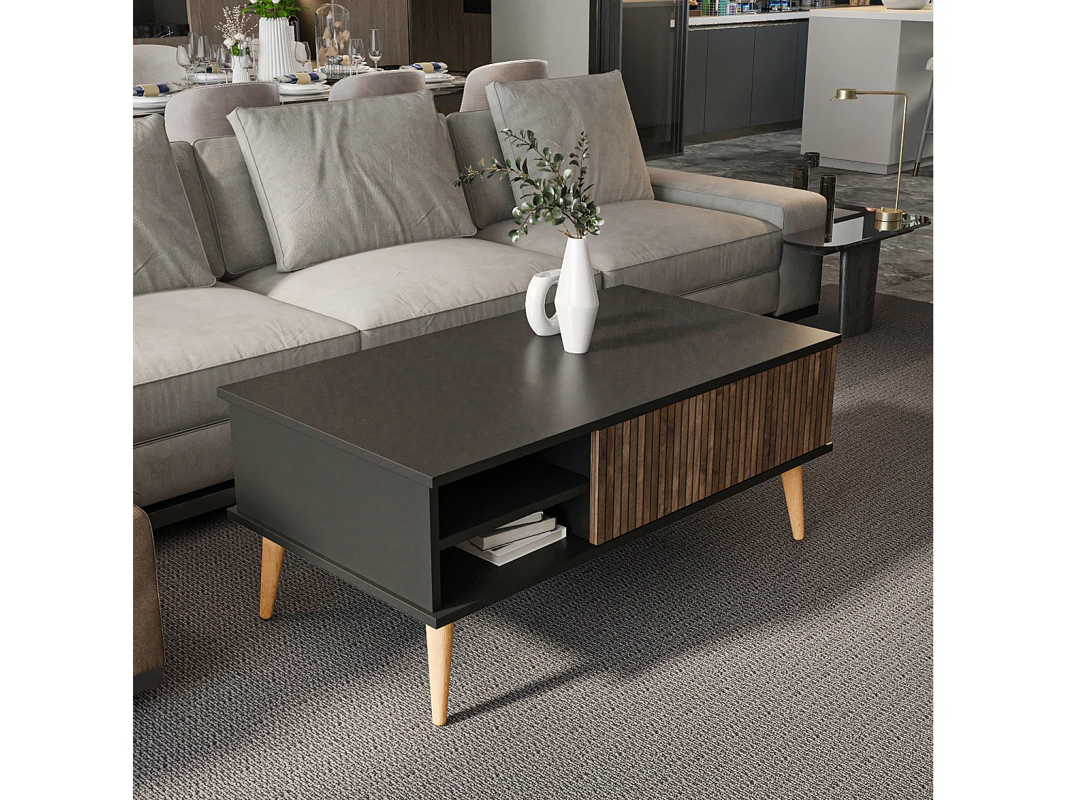 Couchtisch Como schwarz und braun