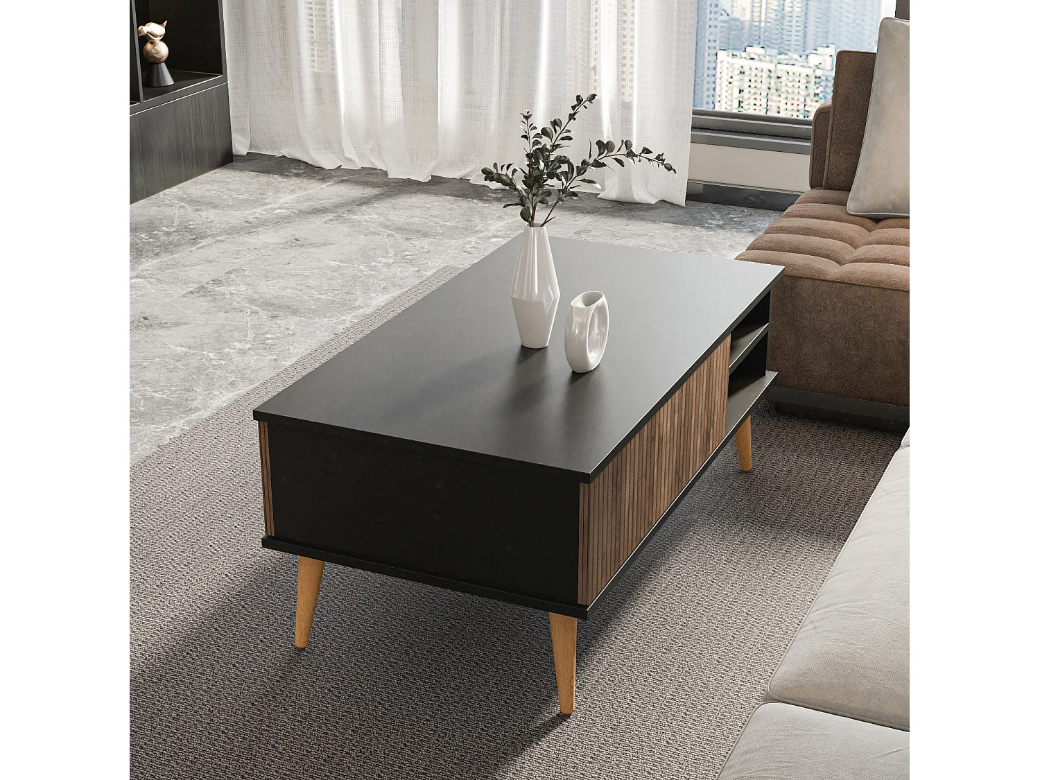 Couchtisch Como schwarz und braun