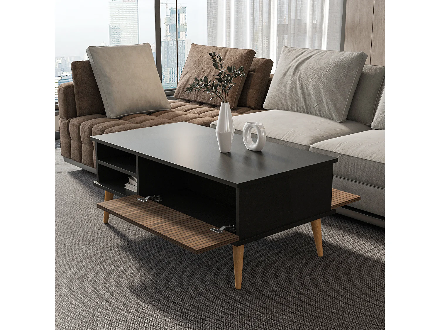 Couchtisch Como schwarz und braun