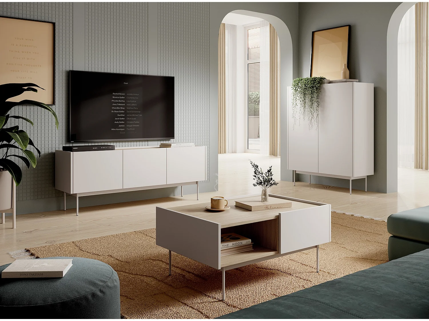 COUCHTISCH Color Kaschmir / Eiche Linea 97 / 65 / 45 cm