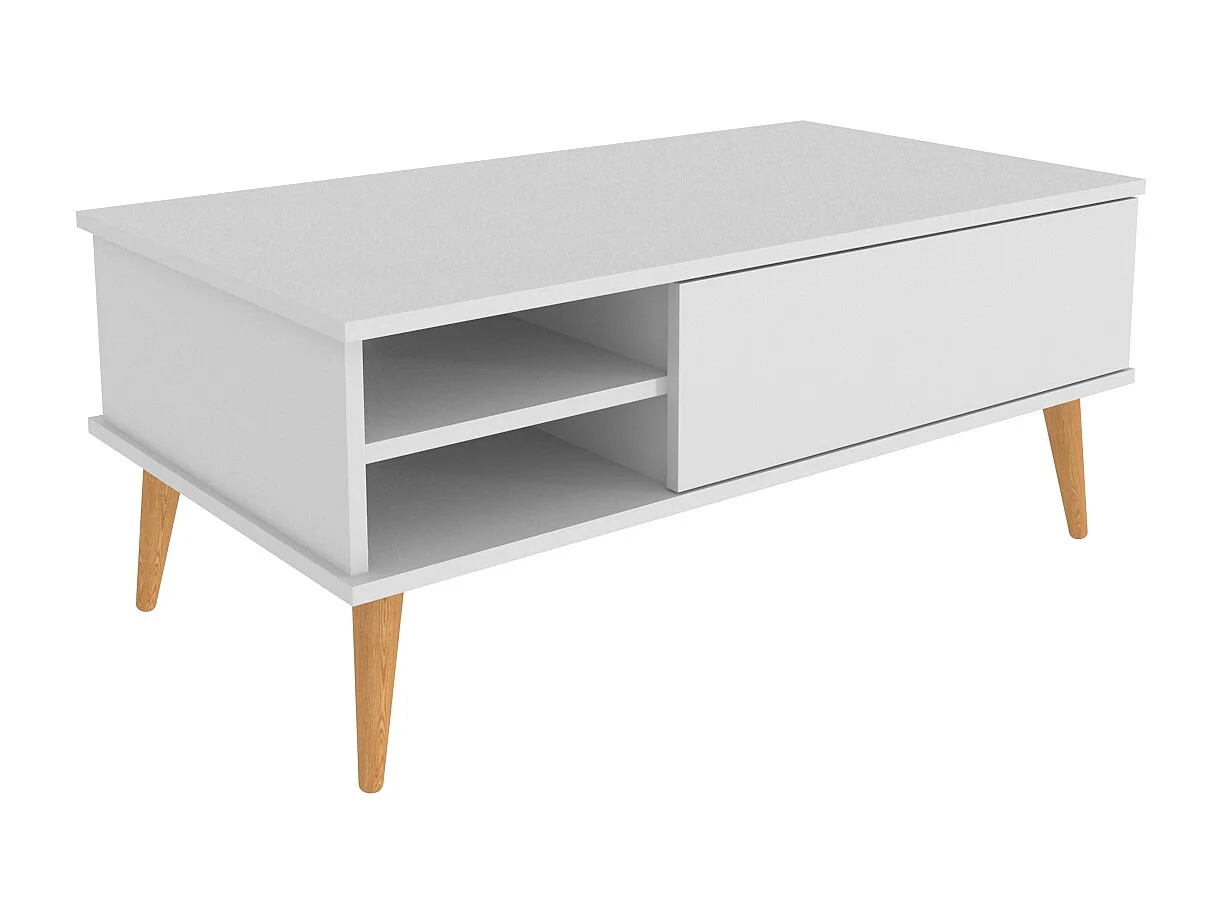 Decorotika Como Coffee Table with Open Shelves and Cabinet - 110 cm W x 46 cm H x 60 cm D