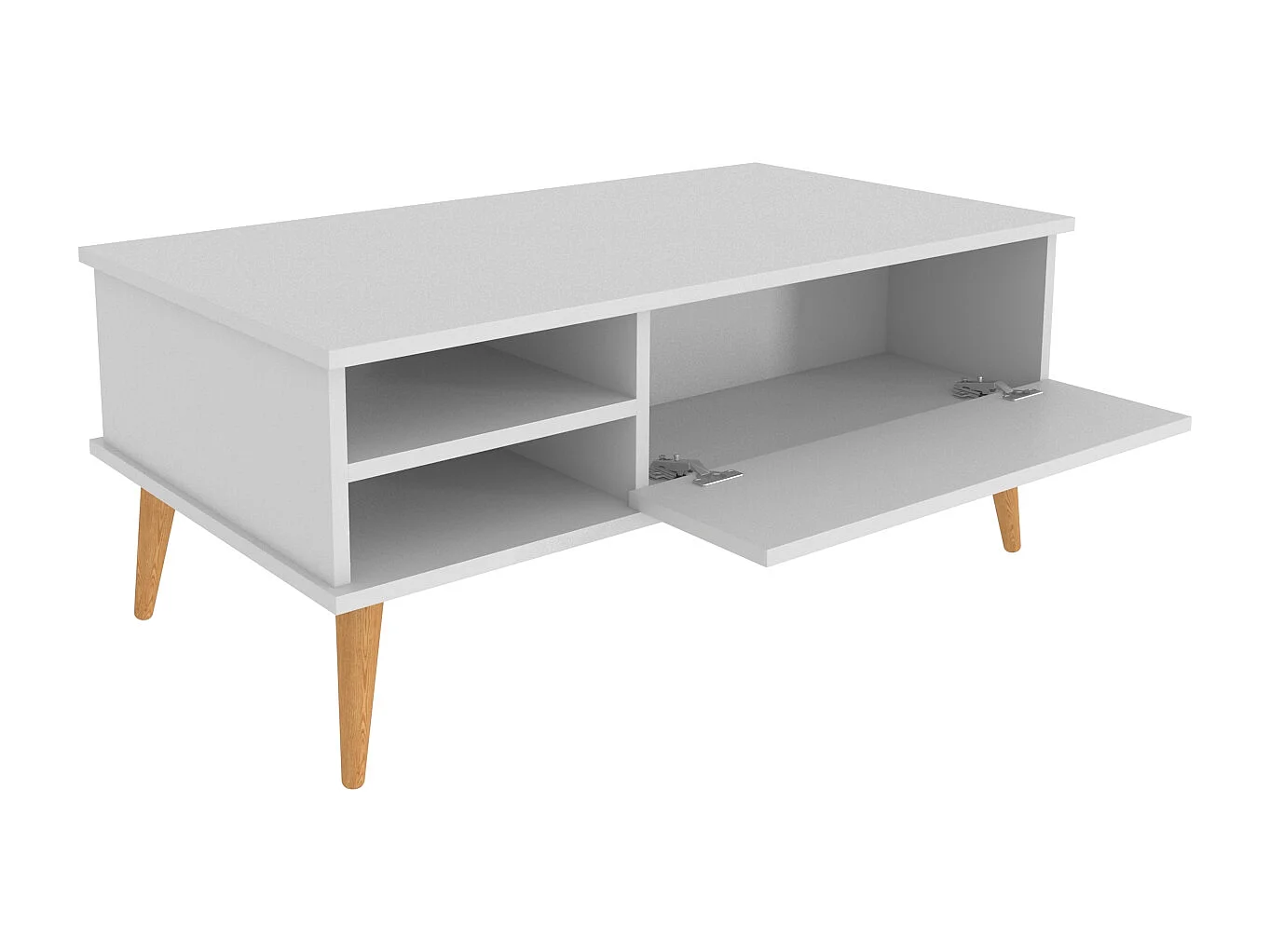 Decorotika Como Coffee Table with Open Shelves and Cabinet - 110 cm W x 46 cm H x 60 cm D