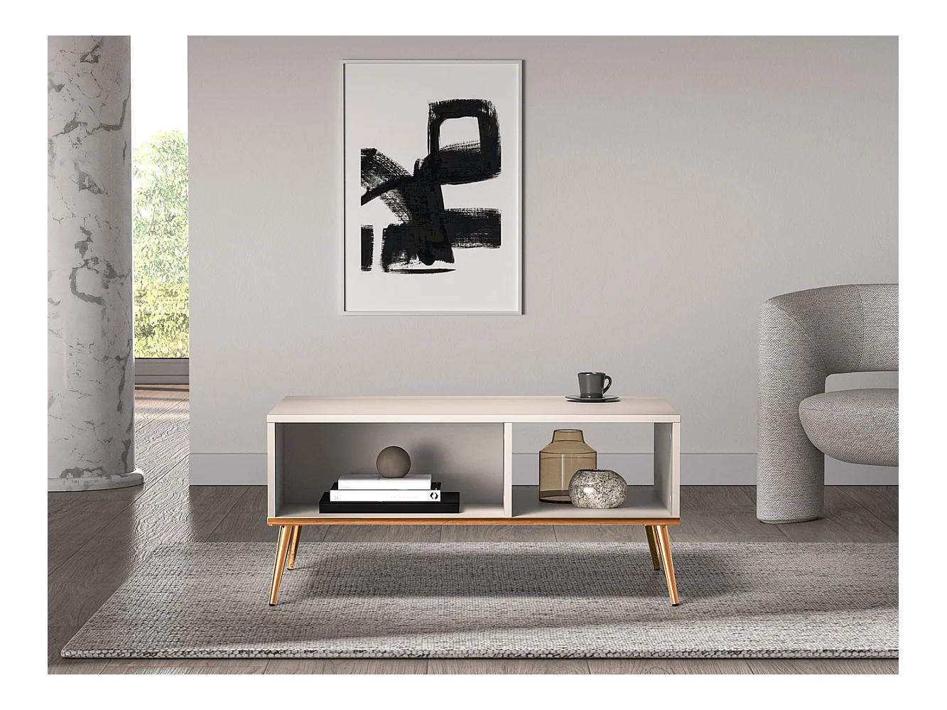 COUCHTISCH Selgin Kaschmir / Gold 90 / 60 / 42cm