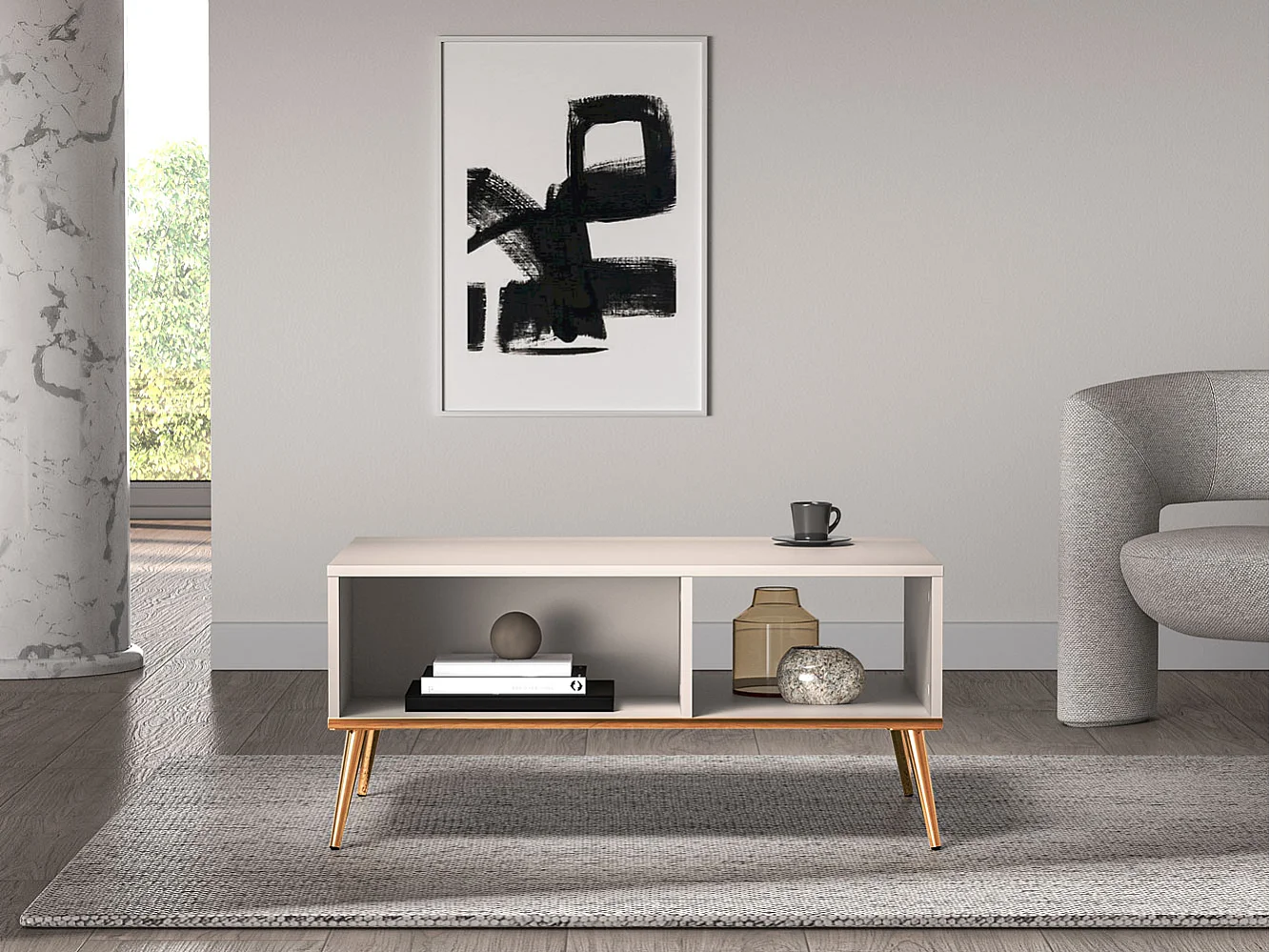 COUCHTISCH Selgin Kaschmir / Gold 90 / 60 / 42cm