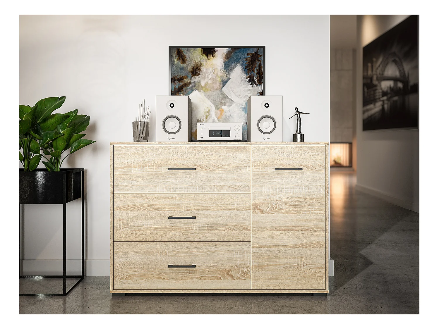 SIDEBOARD Caro Sonoma Eiche hell 120 / 40 / 85cm
