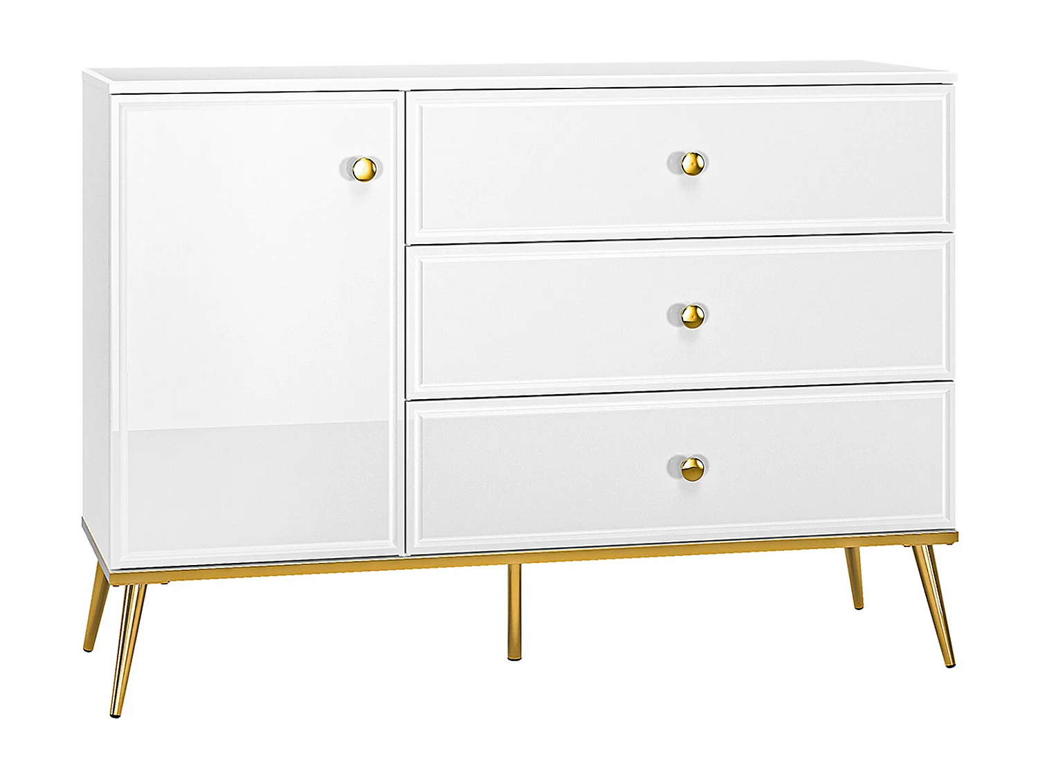 SIDEBOARD Goldin weiß / weiß hochglanz /gold 120 / 40 / 85cm
