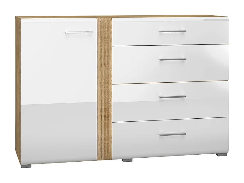 SIDEBOARD Adagio weiß Hochglanz / Eiche castello 134 / 42 / 90cm
