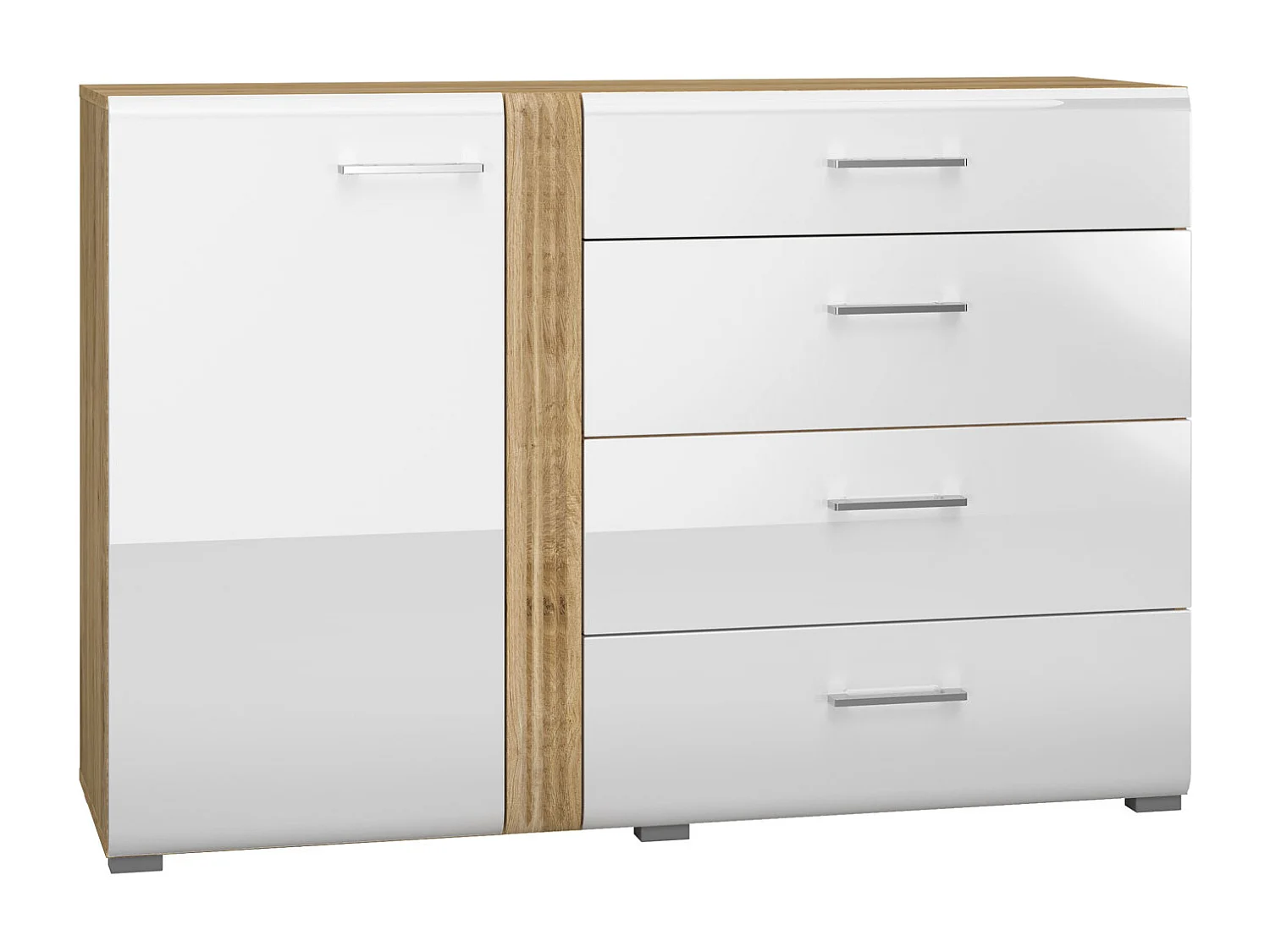 SIDEBOARD Adagio weiß Hochglanz / Eiche castello 134 / 42 / 90cm