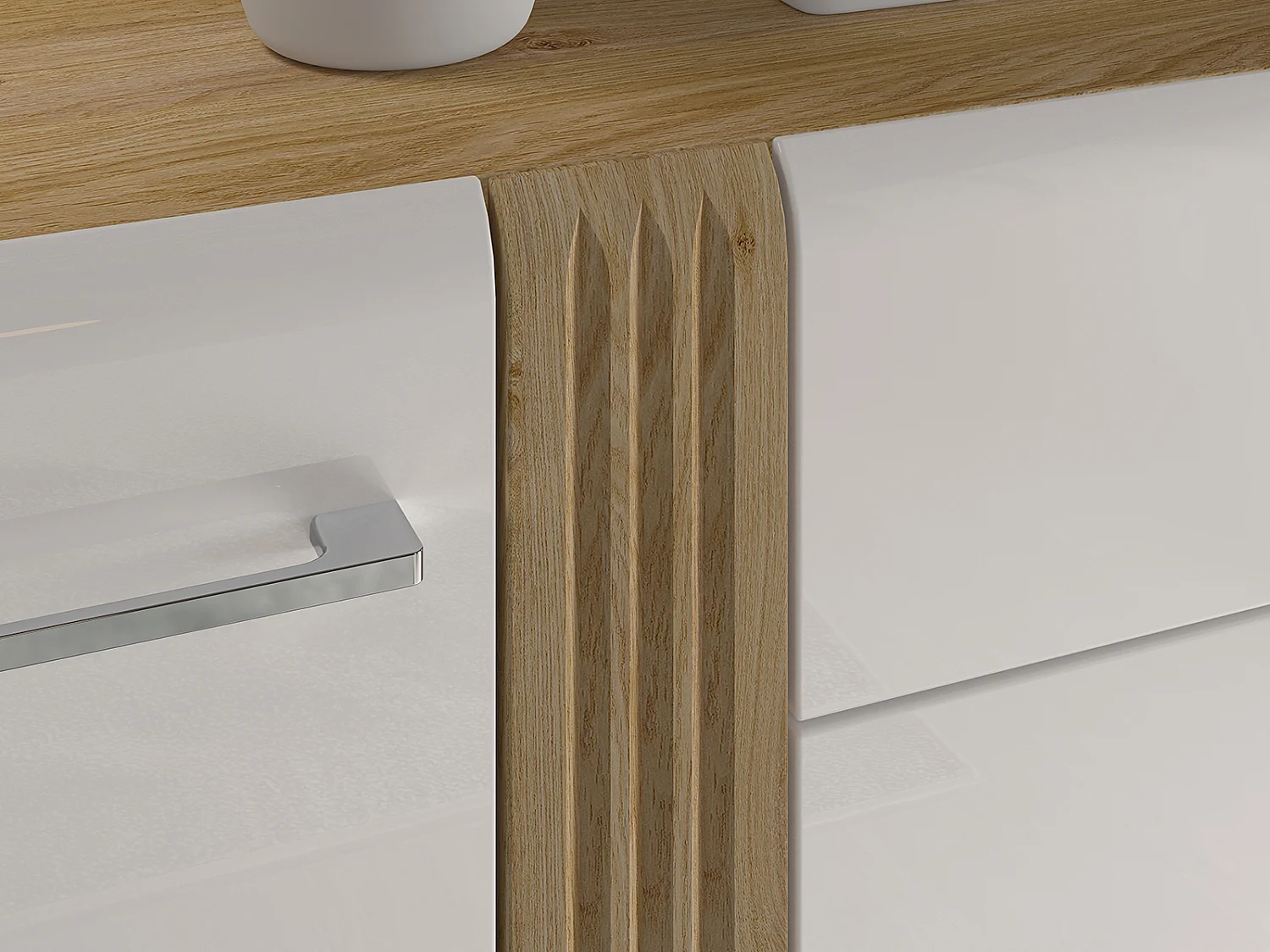 SIDEBOARD Adagio weiß Hochglanz / Eiche castello 134 / 42 / 90cm