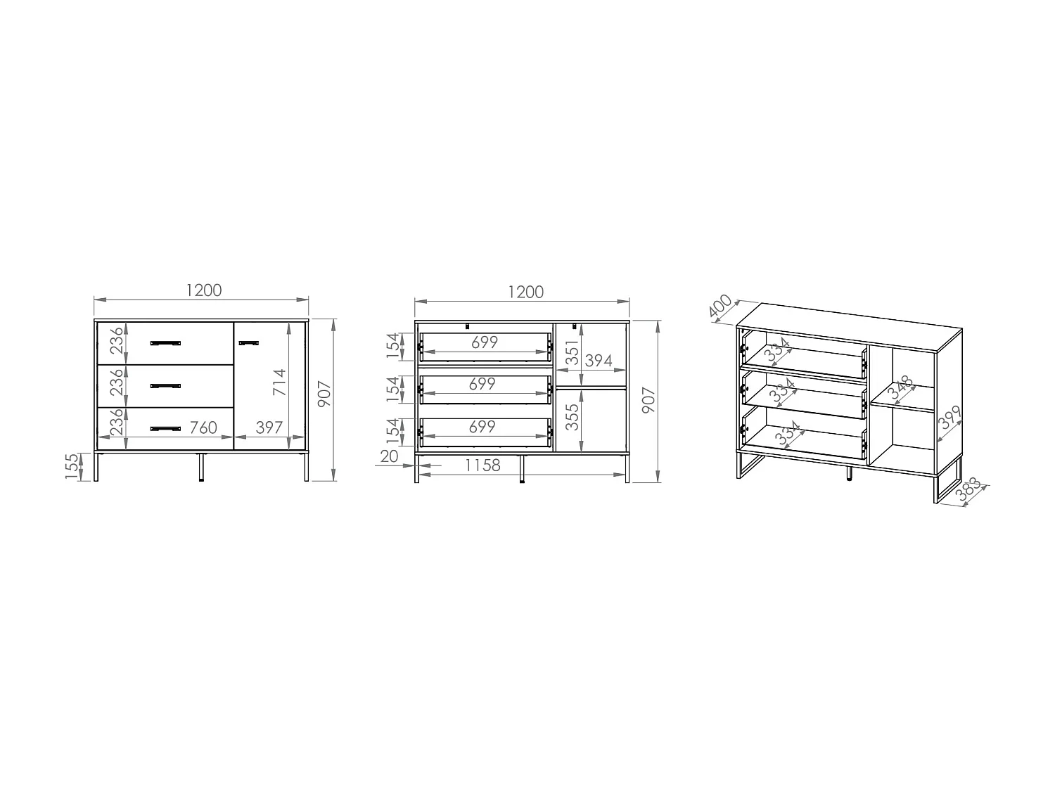 KOMMODE Colt 120 / 40 / 90cm