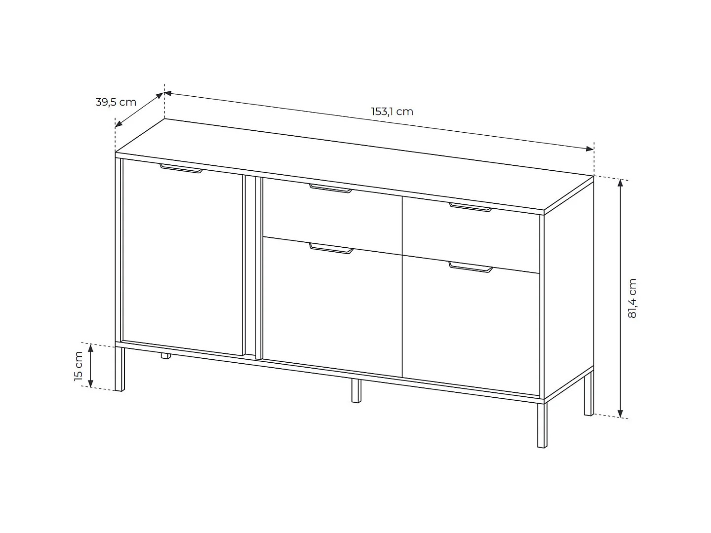 SIDEBOARD Lars anthrazit / gold 153,1 / 39,5 / 81,4 cm