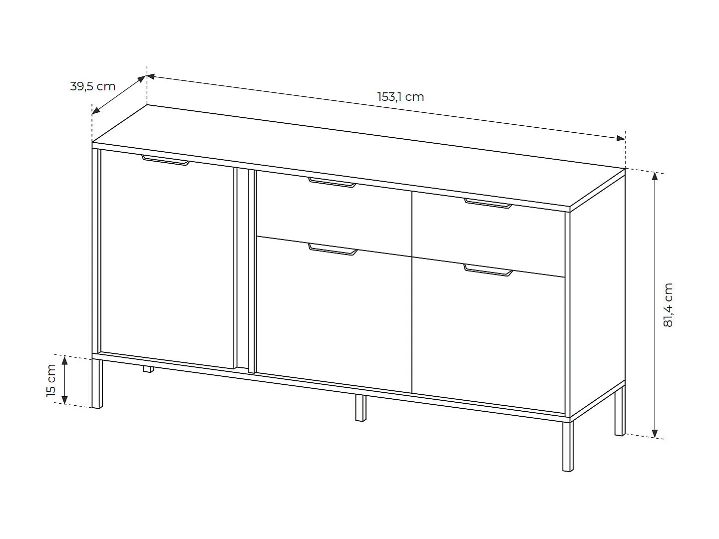 SIDEBOARD Lars anthrazit / gold 153,1 / 39,5 / 81,4 cm