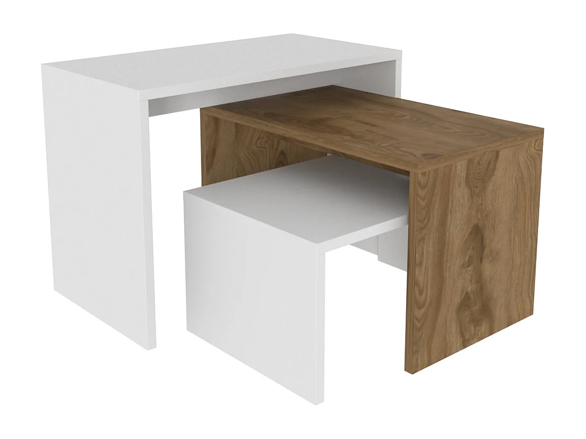 Andro Tables Gigognes Tables Basse Set de 3 Sizes différents (Blanc et Oud)