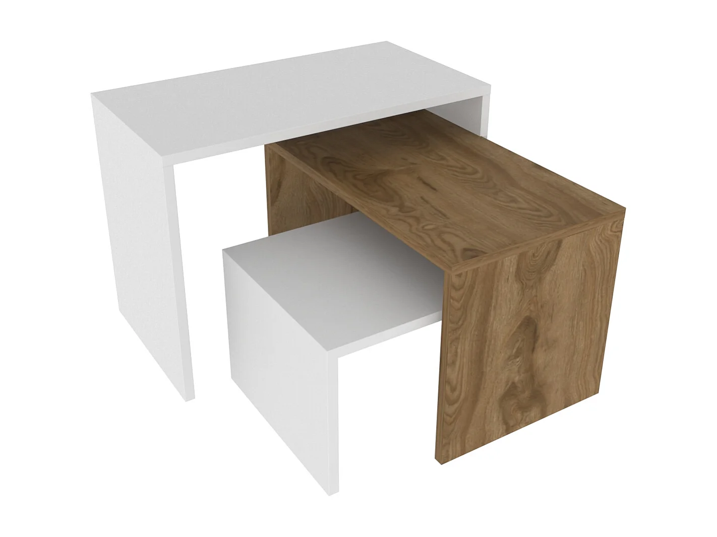 Andro Tables Gigognes Tables Basse Set de 3 Sizes différents (Blanc et Oud)