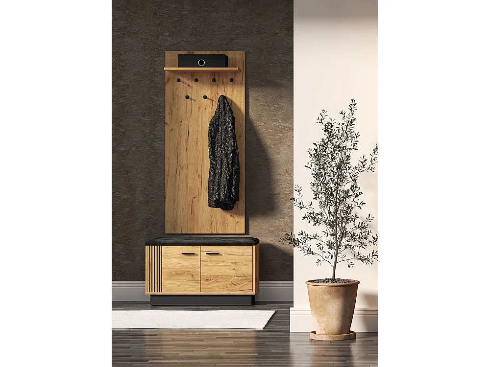 GARDEROBEN-SET Vasco Gold Craft Eiche / Schwarz 2-teilig