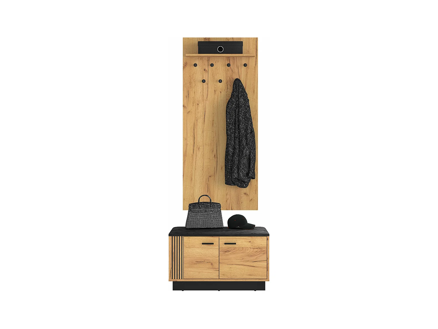 GARDEROBEN-SET Vasco Gold Craft Eiche / Schwarz 2-teilig