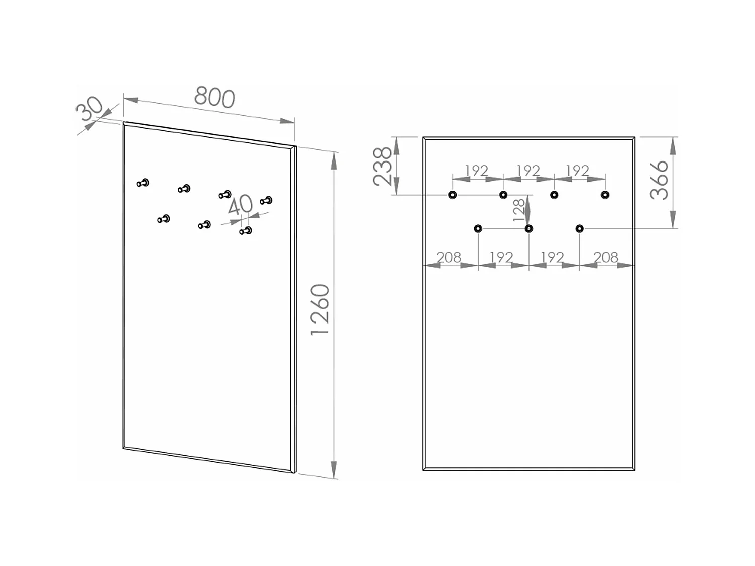 GARDEROBENPANEEL Caro schwarz 80 / 3 / 126cm