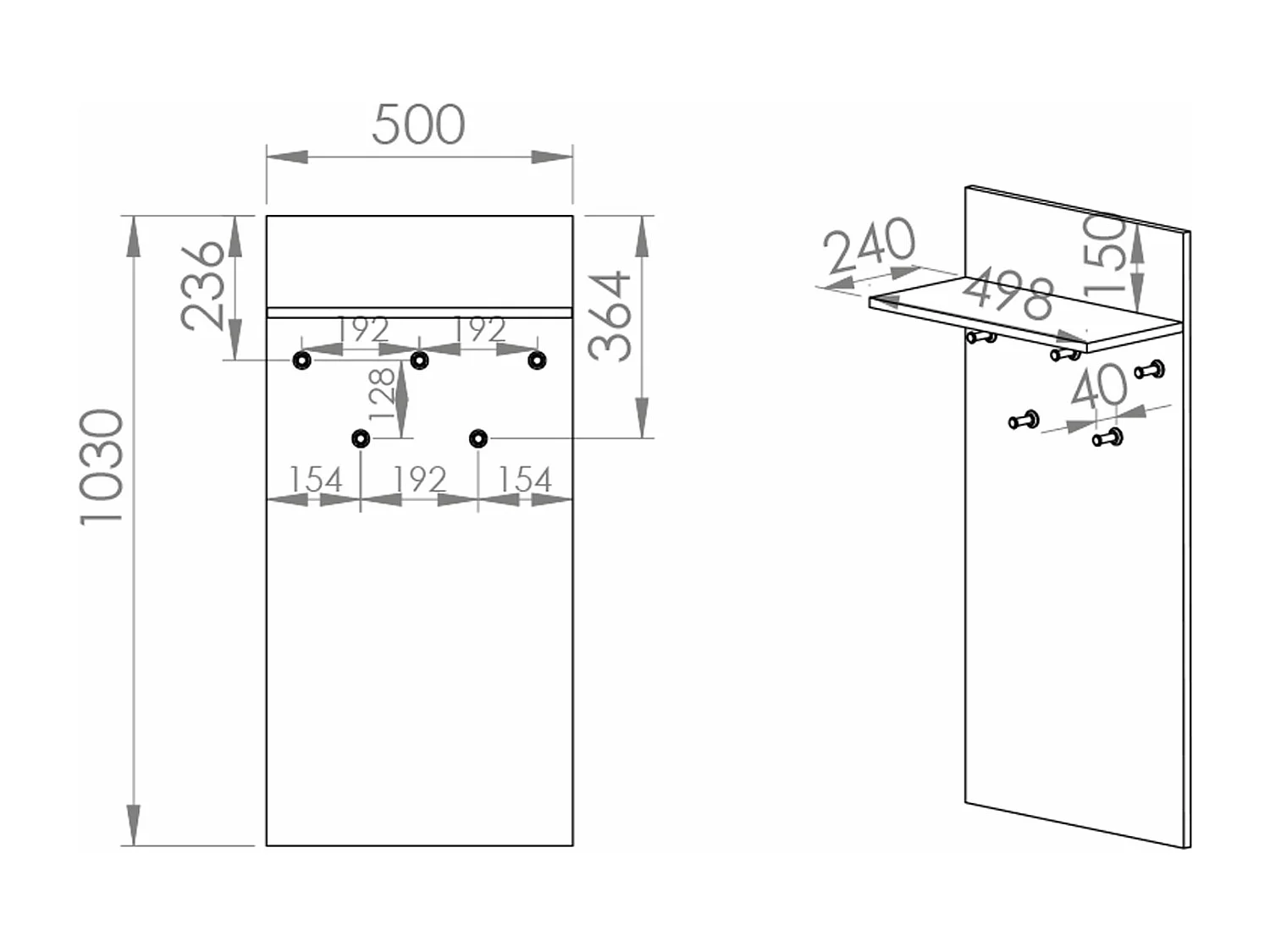 GARDEROBENPANEEL Caro Sonoma Eiche hell 50 / 24 / 103cm