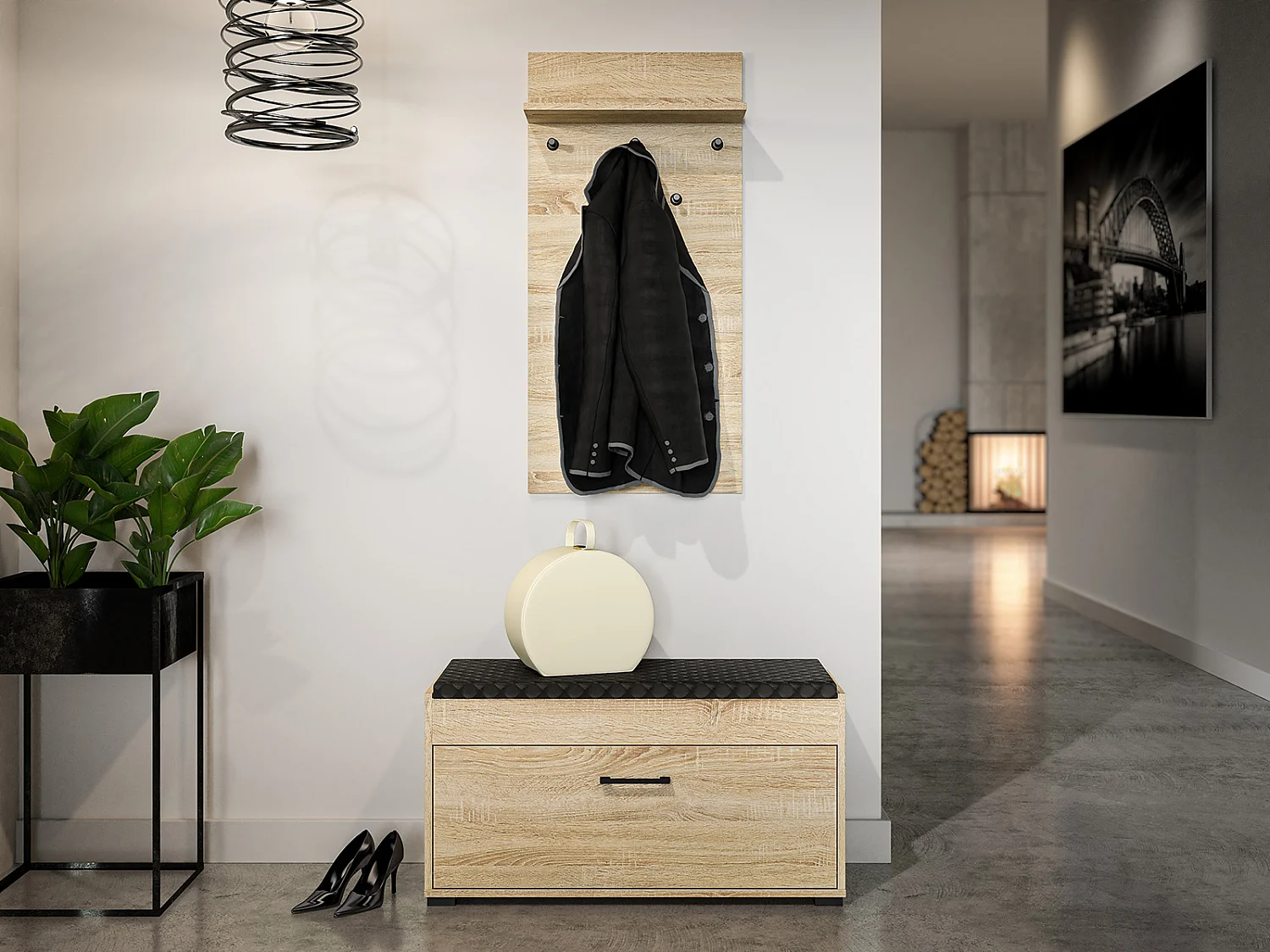 GARDEROBENPANEEL Caro Sonoma Eiche hell 50 / 24 / 103cm