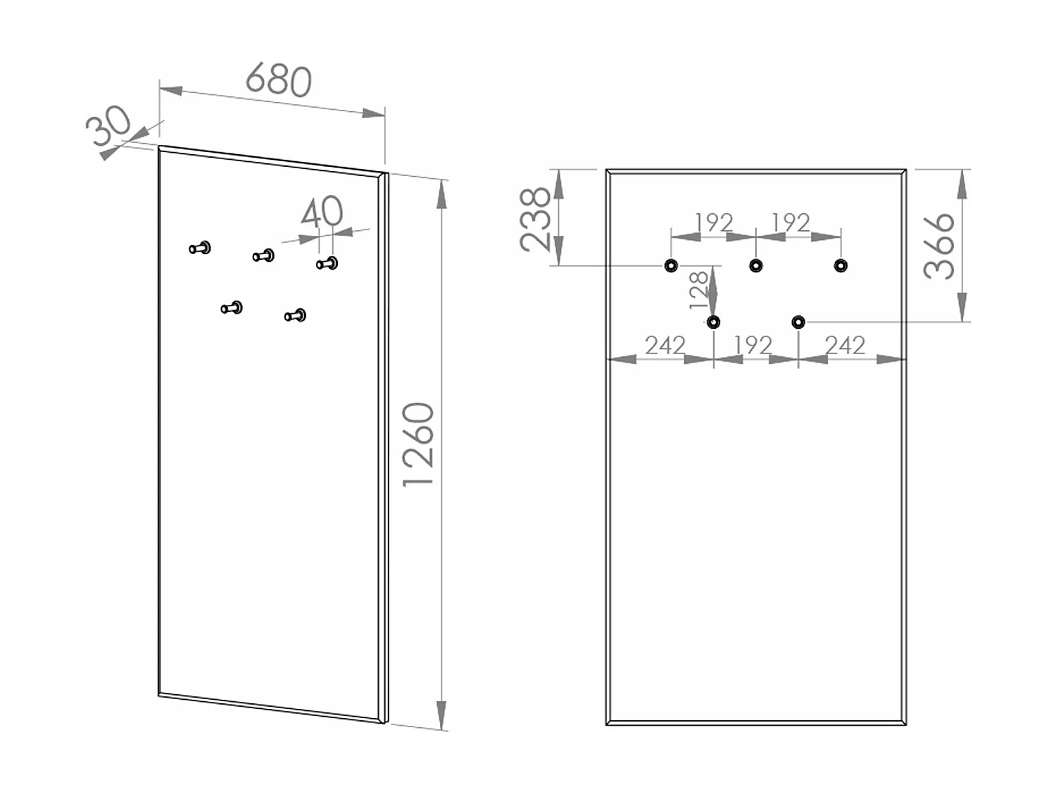 GARDEROBENPANEEL Caro schwarz 68 / 3 / 126 cm
