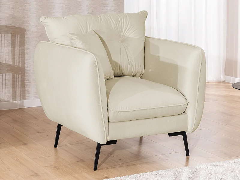 Fauteuil en tissu avec de hauts pieds en métal noir Nordloft
