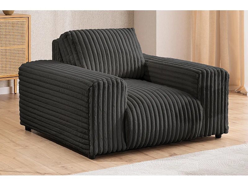 Mollis - Sessel aus Dunkelgrau Plüschcord mit schöner Sitzkomfort