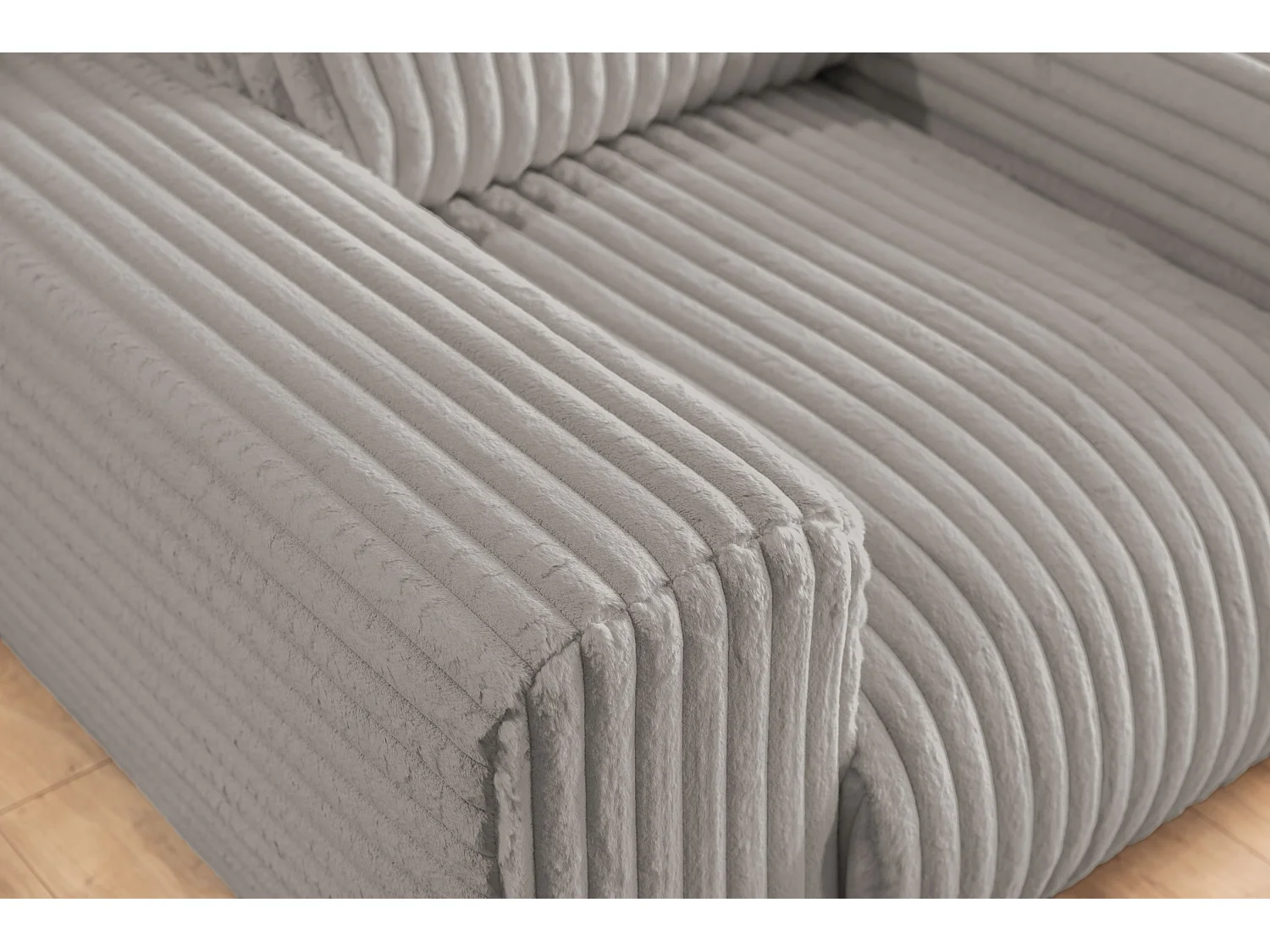 Mollis - Sessel aus Hellgrau Plüschcord mit schöner Sitzkomfort