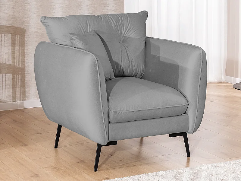 Fauteuil en tissu avec de hauts pieds en métal noir Nordloft