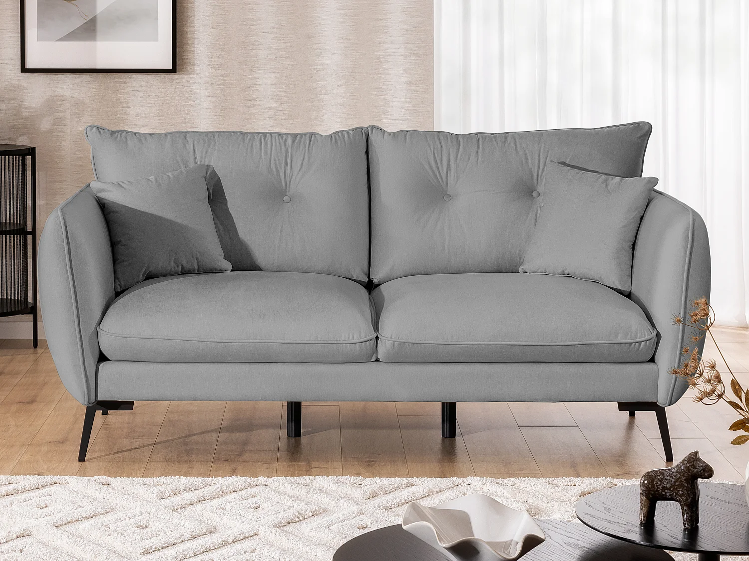 Ensemble de canapés 3+2 en tissu avec de hauts pieds en métal noir Nordloft