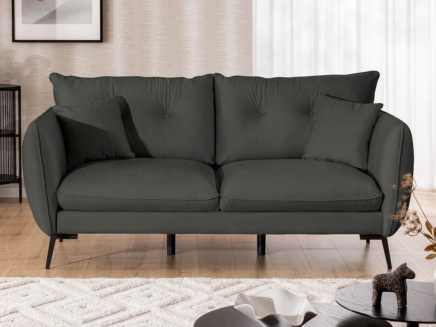 Ensemble de canapés 3+2 en tissu avec de hauts pieds en métal noir Nordloft