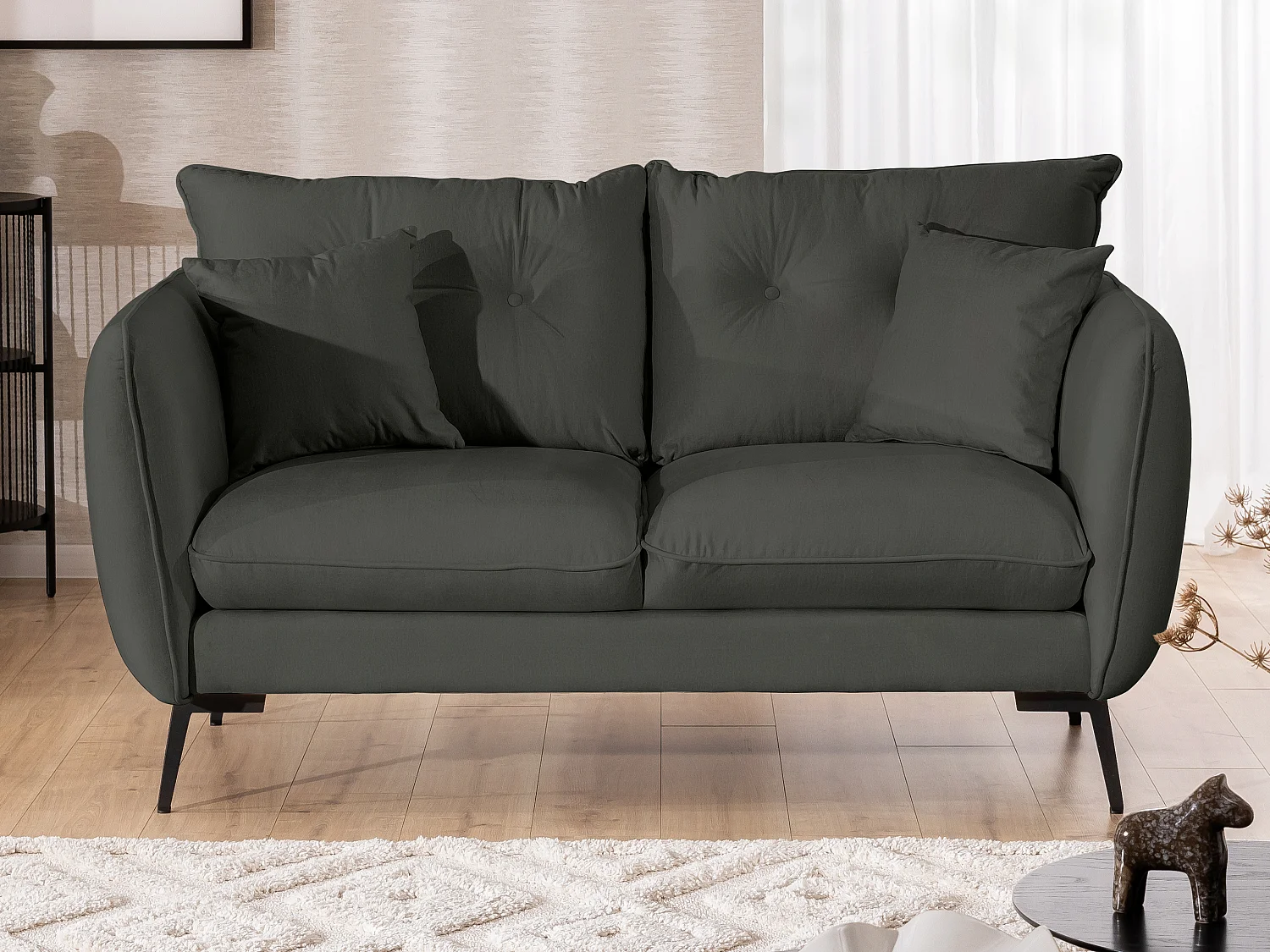 Ensemble de canapés 3+2 en tissu avec de hauts pieds en métal noir Nordloft