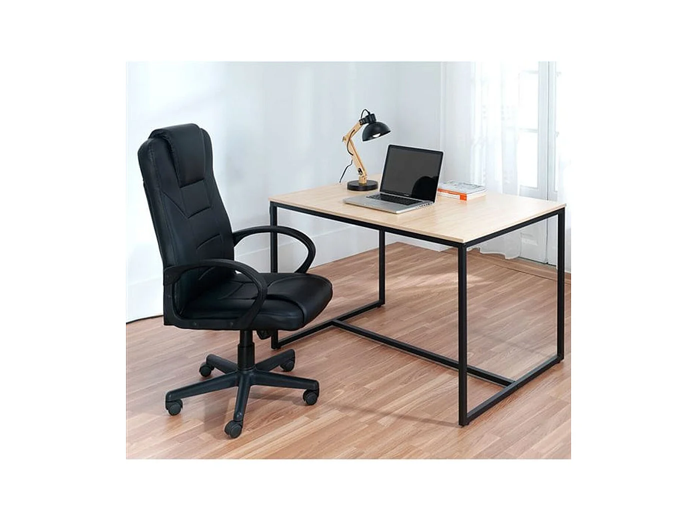 Silla de despacho Henry polipiel negro 118-126x64x64 cm Adec