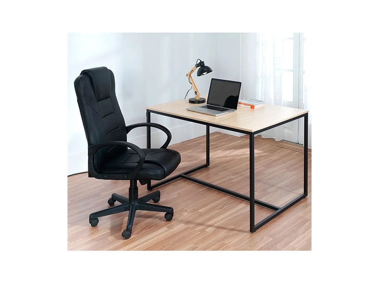 Silla de despacho Henry polipiel negro 118-126x64x64 cm Adec