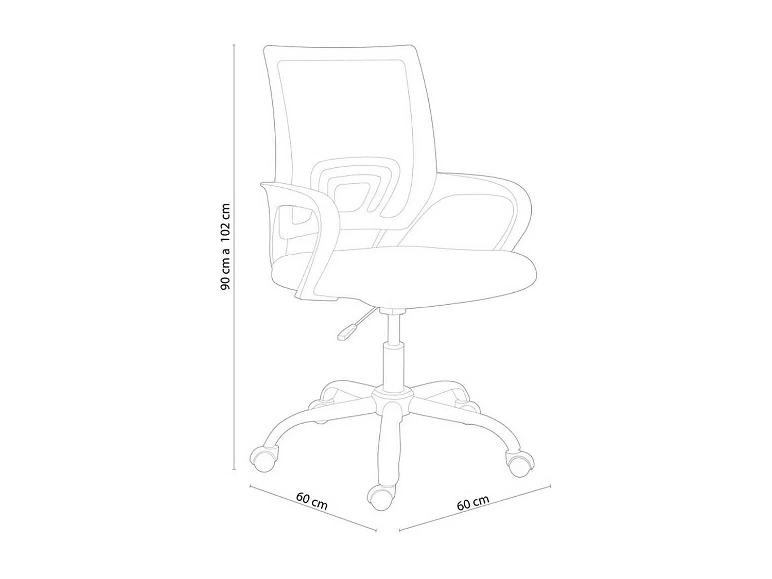 Silla de escritorio Vita giratoria con altura regulable negro/azul 90-102x60x60 cm Adec