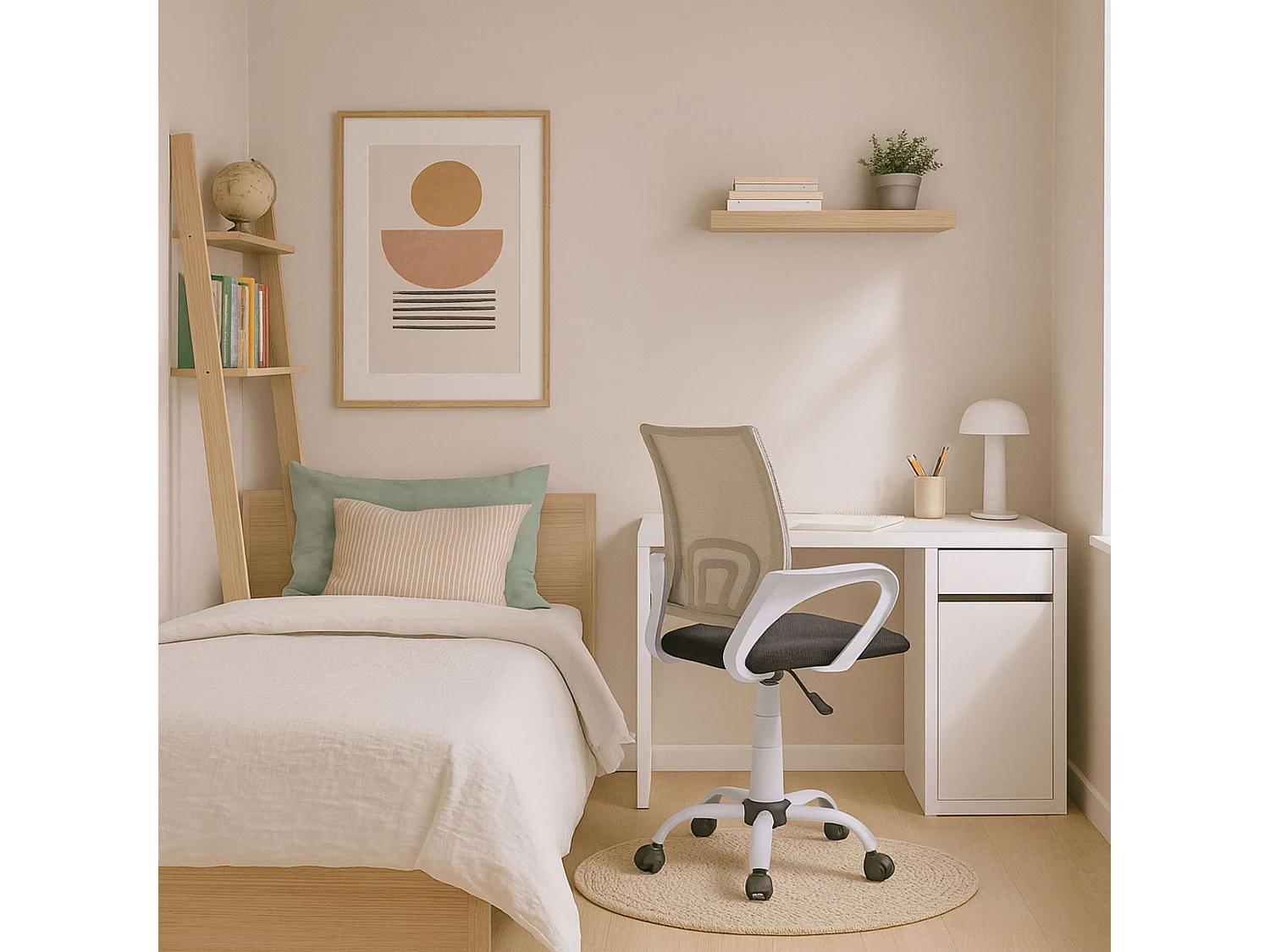 Chaise de bureau pivotante contemporaine noire et grise